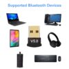 USB Bluetooth Adapter for PC 5.0 Bluetooth Dongle Receiver Support Windows 11/10/8.1/8/7 for Desktop, Laptop, Mouse, Keyboard, Printers, Headsets, Speakers, PS4/ Xbox Controllers