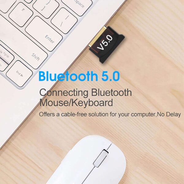 USB Bluetooth Adapter for PC 5.0 Bluetooth Dongle Receiver Support Windows 11/10/8.1/8/7 for Desktop, Laptop, Mouse, Keyboard, Printers, Headsets, Speakers, PS4/ Xbox Controllers