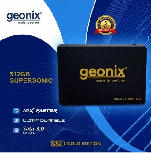 Geonix Black 512GB SATA III 3.0 (6Gb/s) SSD Gold Edition Supersonic Solid State Drive for Desktop and Laptop (5 Year Warranty)