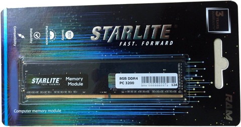 Starlite 8GB DDR4 3200 MHZ Desktop RAM , DDR4 8 GB PC DDR4 (8GB,3200MHZ)  (Black)